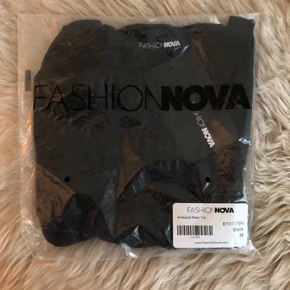 NWT Fashion Nova Antisocial Mask Top | Black Cutout Sleeveless Top | Size M - Picture 4 of 5